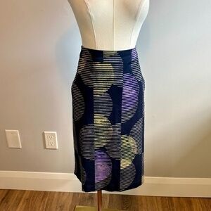 White Stuff Shapely Pencil Skirt, Black w/ Purple Yellow Grey NWT, SZ 8